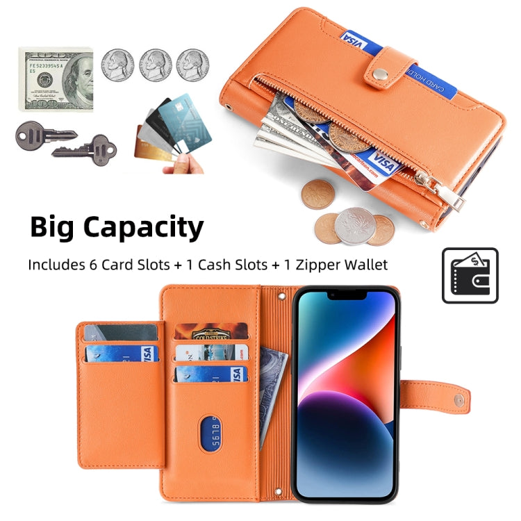 For Itel Vision 1 Pro Sheep Texture Cross-body Zipper Wallet Leather Phone Case(Orange) - More Brand by PMC TechLife | Online Shopping South Africa | PMC TechLife | Buy Now Pay Later Mobicred