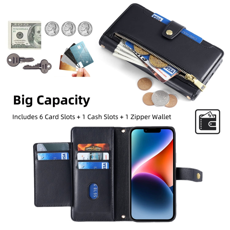 For Itel P55+ 4G Sheep Texture Cross-body Zipper Wallet Leather Phone Case(Black) - More Brand by PMC TechLife | Online Shopping South Africa | PMC TechLife | Buy Now Pay Later Mobicred