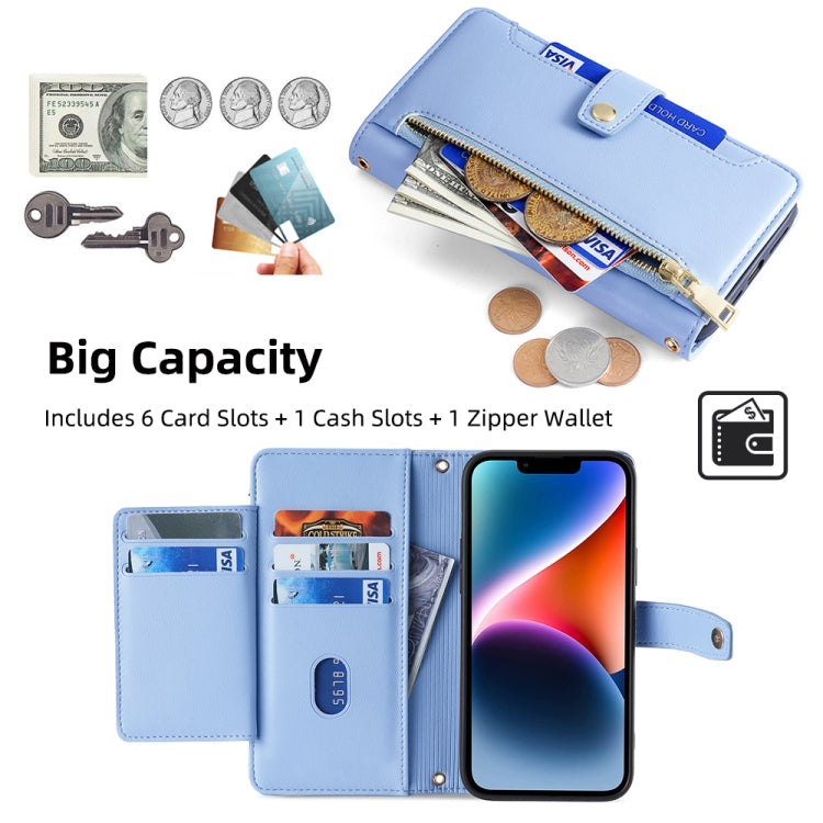 For itel A50C 4G Sheep Texture Cross-body Zipper Wallet Leather Phone Case(Blue) - free shipping - PMC TechLife - Order now!