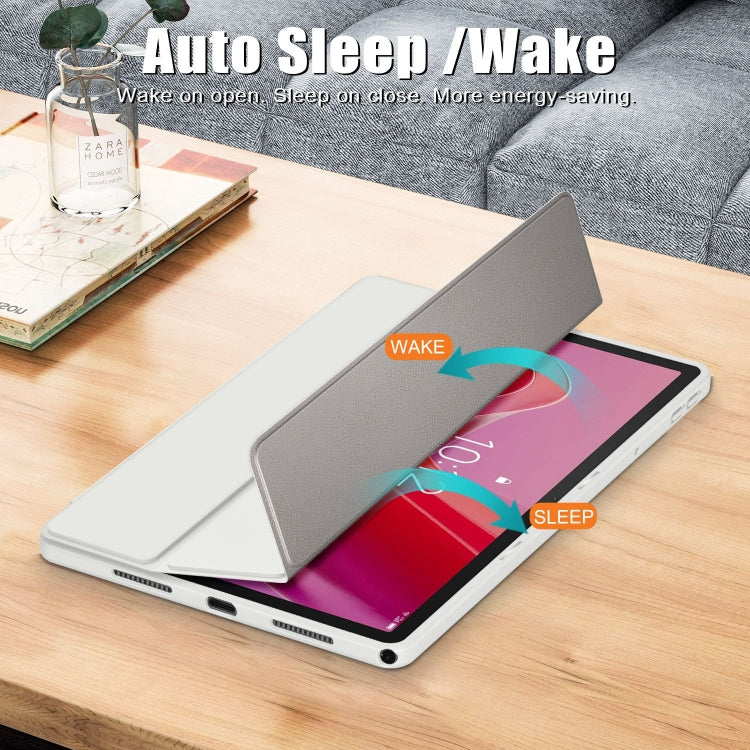 For Lenovo Tab M11 / Xiaoxin Pad 2024 Acrylic 3-Fold Solid Color Smart Leather Tablet Case(Grey) - free shipping - PMC Jewellery - Order now!