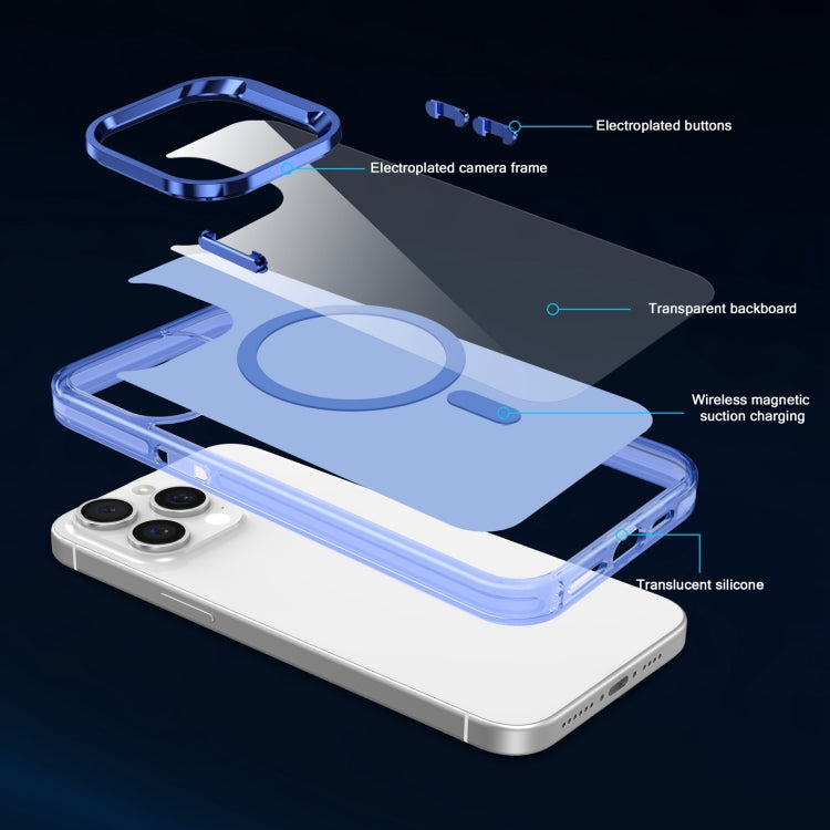 For iPhone 14 Pro Electroplated IMD Magsafe PC Hybrid TPU Phone Case(Blue) - free shipping - PMC TechLife - Order now!
