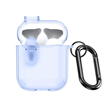 For AirPods 1/2 DUX DUCIS PECL Series Split Transparent Earphone Case with Hook(Blue) - For AirPods 1/2 by DUX DUCIS | Online Shopping South Africa | PMC Jewellery | Buy Now Pay Later Mobicred