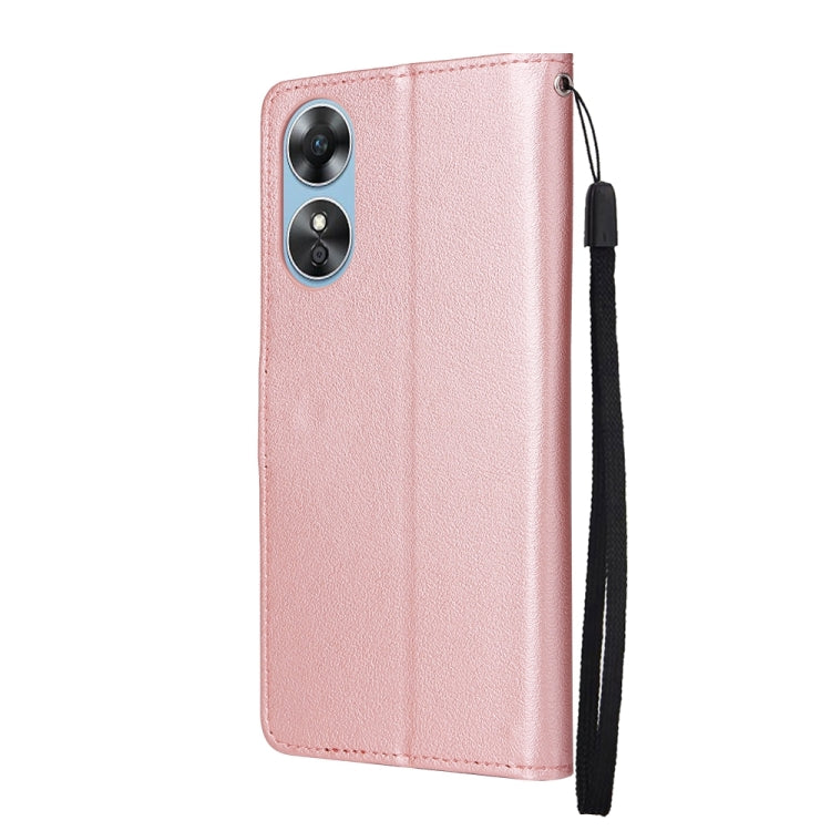 For OPPO A17 4G / A17k 3-Card Slots Multifunctional Leather Phone Case(Rose Gold) - OPPO Cases by PMC Jewellery | Online Shopping South Africa | PMC Jewellery | Buy Now Pay Later Mobicred