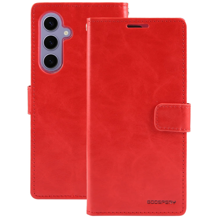 For Samsung Galaxy S24+ 5G GOOSPERY BLUE MOON Crazy Horse Texture Leather Phone Case(Red) - Galaxy S24+ 5G Cases by GOOSPERY | Online Shopping South Africa | PMC Jewellery | Buy Now Pay Later Mobicred