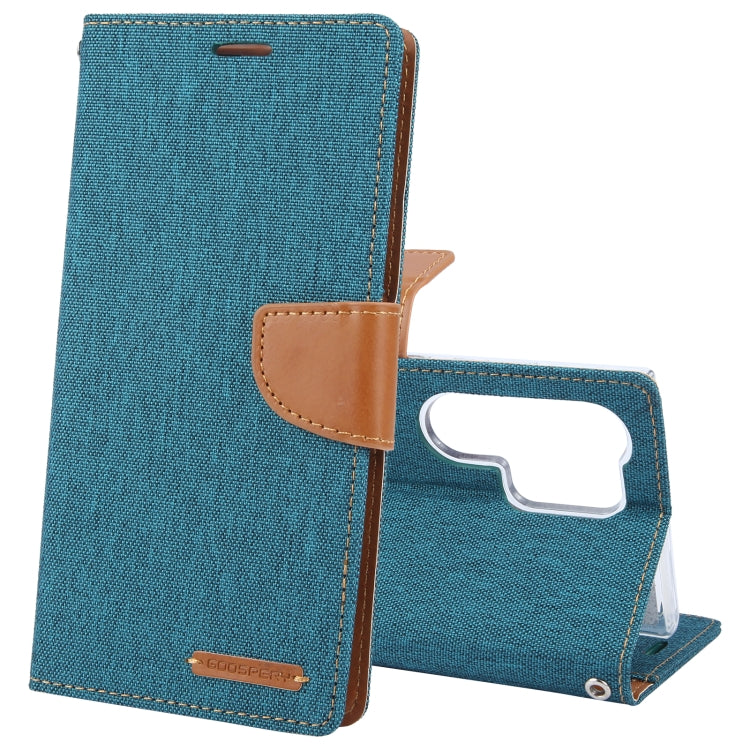 For Samsung Galaxy S24 Ultra 5G GOOSPERY CANVAS DIARY Fabric Texture Flip Leather Phone Case(Green) - Galaxy S24 Ultra 5G Cases by GOOSPERY | Online Shopping South Africa | PMC Jewellery | Buy Now Pay Later Mobicred