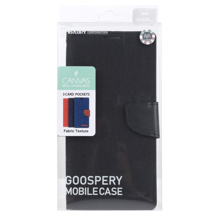 For Samsung Galaxy S24 Ultra 5G GOOSPERY CANVAS DIARY Fabric Texture Flip Leather Phone Case(Black) - Galaxy S24 Ultra 5G Cases by GOOSPERY | Online Shopping South Africa | PMC Jewellery | Buy Now Pay Later Mobicred