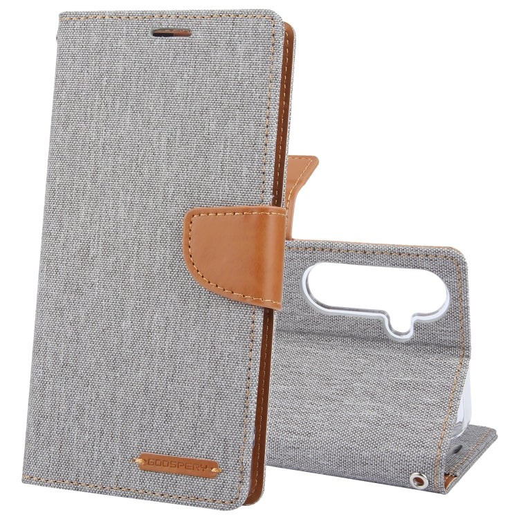 For Samsung Galaxy S24 5G GOOSPERY CANVAS DIARY Fabric Texture Flip Leather Phone Case(Grey) - Galaxy S24 5G Cases by GOOSPERY | Online Shopping South Africa | PMC Jewellery | Buy Now Pay Later Mobicred