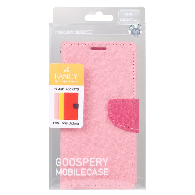 For Samsung Galaxy S24 Ultra 5G GOOSPERY FANCY DIARY Cross Texture Leather Phone Case(Pink) - Galaxy S24 Ultra 5G Cases by GOOSPERY | Online Shopping South Africa | PMC Jewellery | Buy Now Pay Later Mobicred