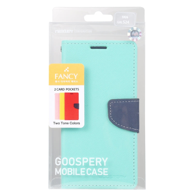 For Samsung Galaxy S24 5G GOOSPERY FANCY DIARY Cross Texture Leather Phone Case(Mint Green) - Galaxy S24 5G Cases by GOOSPERY | Online Shopping South Africa | PMC Jewellery | Buy Now Pay Later Mobicred