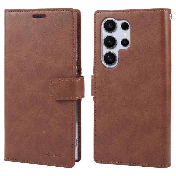 For Samsung Galaxy S24 Ultra 5G GOOSPERY MANSOOR DIARY 9 Card Slots Leather Phone Case(Brown) - Galaxy S24 Ultra 5G Cases by GOOSPERY | Online Shopping South Africa | PMC Jewellery | Buy Now Pay Later Mobicred