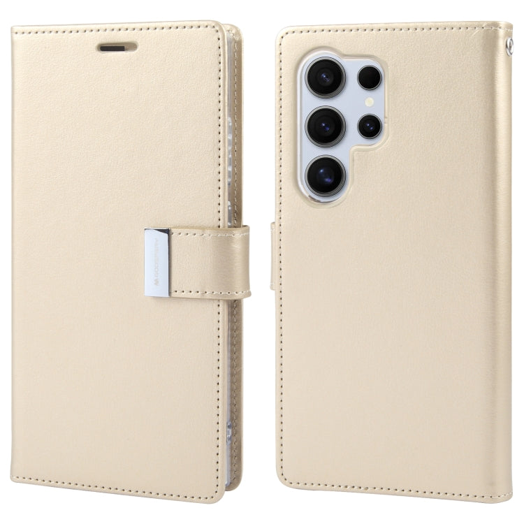 For Samsung Galaxy S24 Ultra 5G GOOSPERY RICH DIARY Crazy Horse Texture Leather Phone Case(Gold) - Galaxy S24 Ultra 5G Cases by GOOSPERY | Online Shopping South Africa | PMC Jewellery | Buy Now Pay Later Mobicred