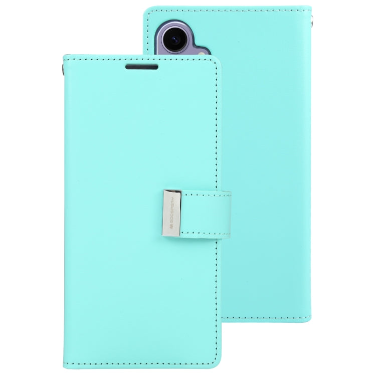 For Samsung Galaxy S24+ 5G GOOSPERY RICH DIARY Crazy Horse Texture Leather Phone Case(Mint Green) - Galaxy S24+ 5G Cases by GOOSPERY | Online Shopping South Africa | PMC Jewellery | Buy Now Pay Later Mobicred