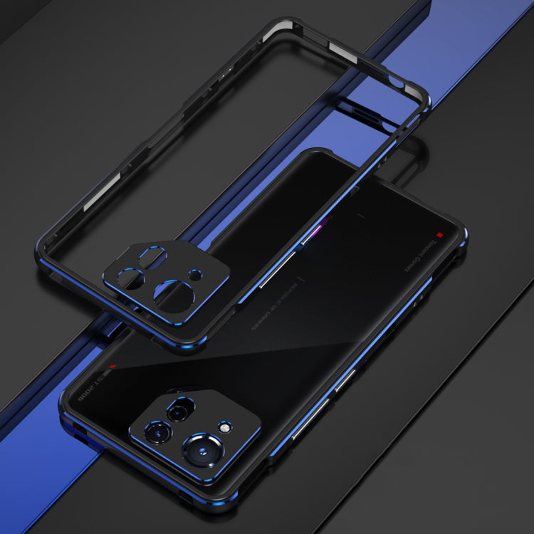 For ASUS ROG Phone 8 Lens Protector + Metal Frame Phone Case(Black Blue) - ASUS Cases by PMC TechLife | Online Shopping South Africa | PMC TechLife | Buy Now Pay Later Mobicred
