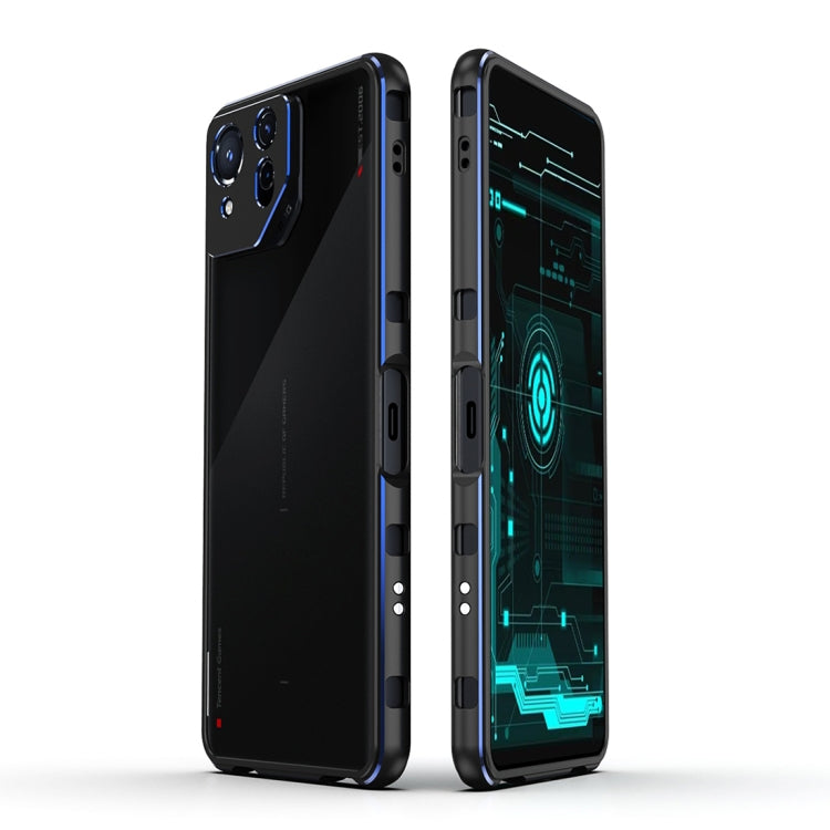 For ASUS ROG Phone 8 Lens Protector + Metal Frame Phone Case(Black Blue) - ASUS Cases by PMC TechLife | Online Shopping South Africa | PMC TechLife | Buy Now Pay Later Mobicred