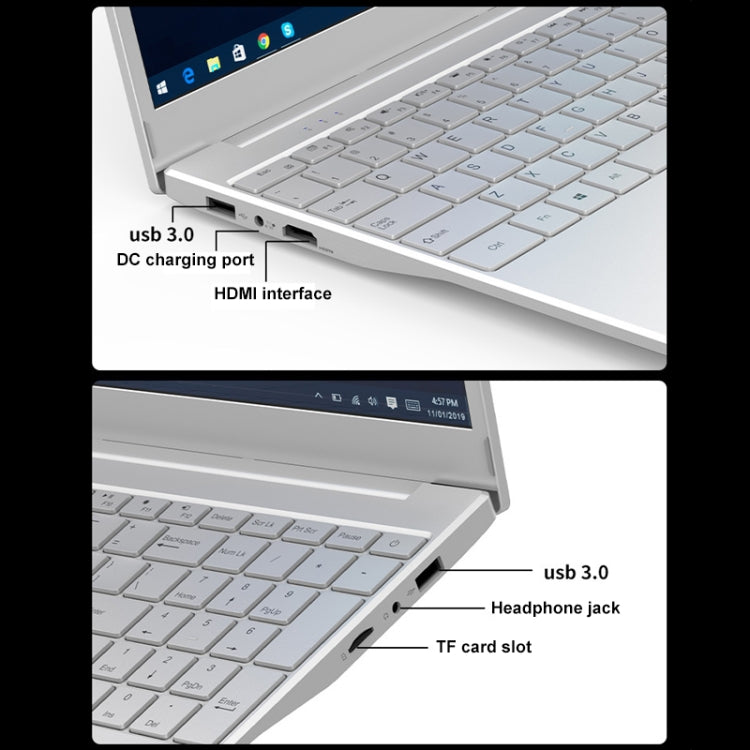 V8 15.6 inch Ultrathin Laptop, 12GB+128GB, Windows 10 Intel Jasper Lake N5095 Quad Core(Silver) - Others by PMC Jewellery | Online Shopping South Africa | PMC Jewellery