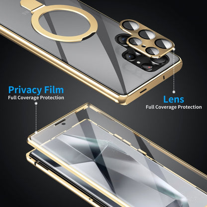 For Samsung Galaxy S23 Ultra 5G MagSafe Magnetic HD Frosted Tempered Glass Holder Phone Case(Gold) - Galaxy S23 Ultra 5G Cases by PMC Jewellery | Online Shopping South Africa | PMC Jewellery