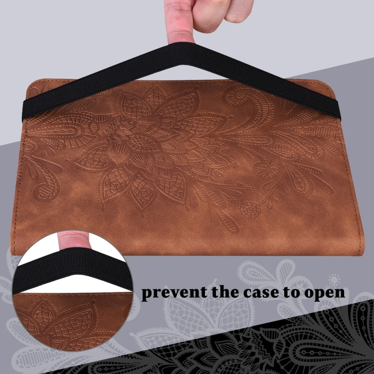 For Lenovo Tab M11 / Xiaoxin Pad 11 2024 Lace Flower Embossing Pattern Leather Tablet Case(Brown) - Lenovo by PMC Jewellery | Online Shopping South Africa | PMC Jewellery | Buy Now Pay Later Mobicred