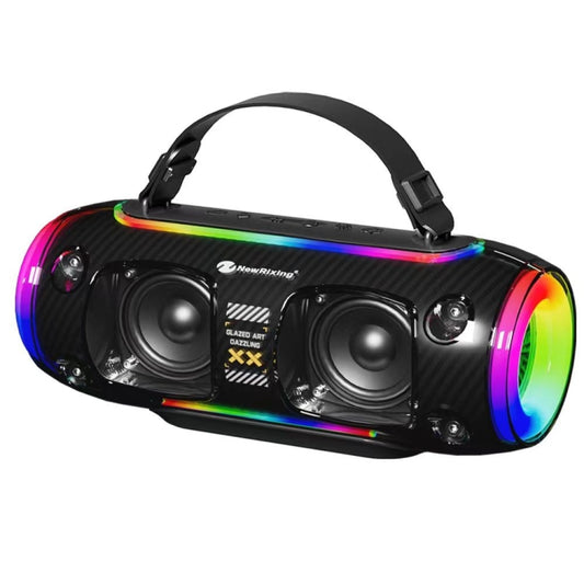 New Rixing NR8806 Portable Outdoor Wireless Bluetooth Speaker RGB Colorful Subwoofer, Style:Without Mic(Black) - Desktop Speaker by NewRixing | Online Shopping South Africa | PMC Jewellery | Buy Now Pay Later Mobicred