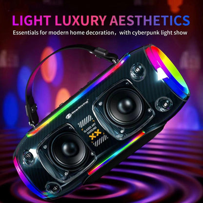 New Rixing NR8806 Portable Outdoor Wireless Bluetooth Speaker RGB Colorful Subwoofer, Style:Single Mic(Blue) - Desktop Speaker by NewRixing | Online Shopping South Africa | PMC Jewellery | Buy Now Pay Later Mobicred