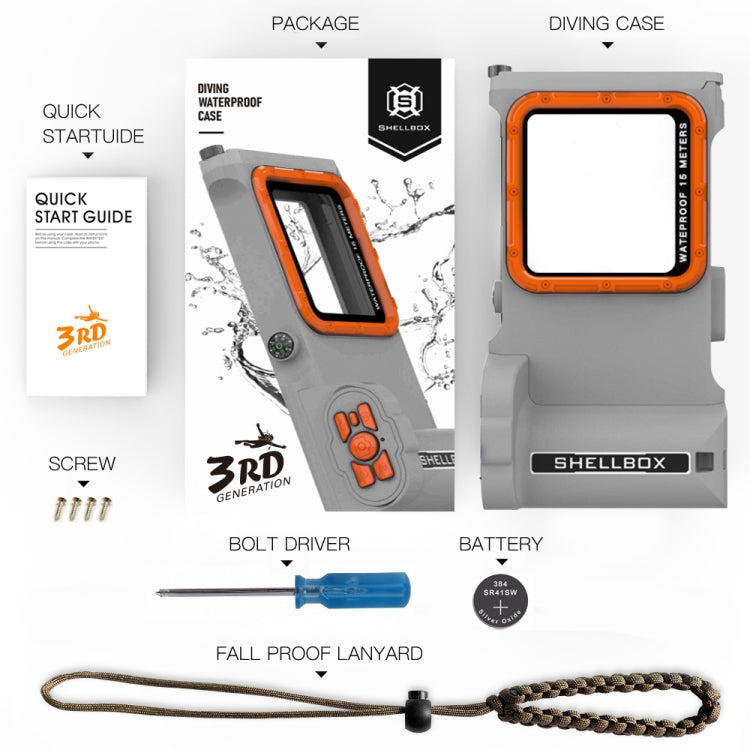 Diving Shell Gen3 Bluetooth Waterproof Phone Case(Grey Orange) - Waterproof Bag by PMC TechLife | Online Shopping South Africa | PMC TechLife | Buy Now Pay Later Mobicred