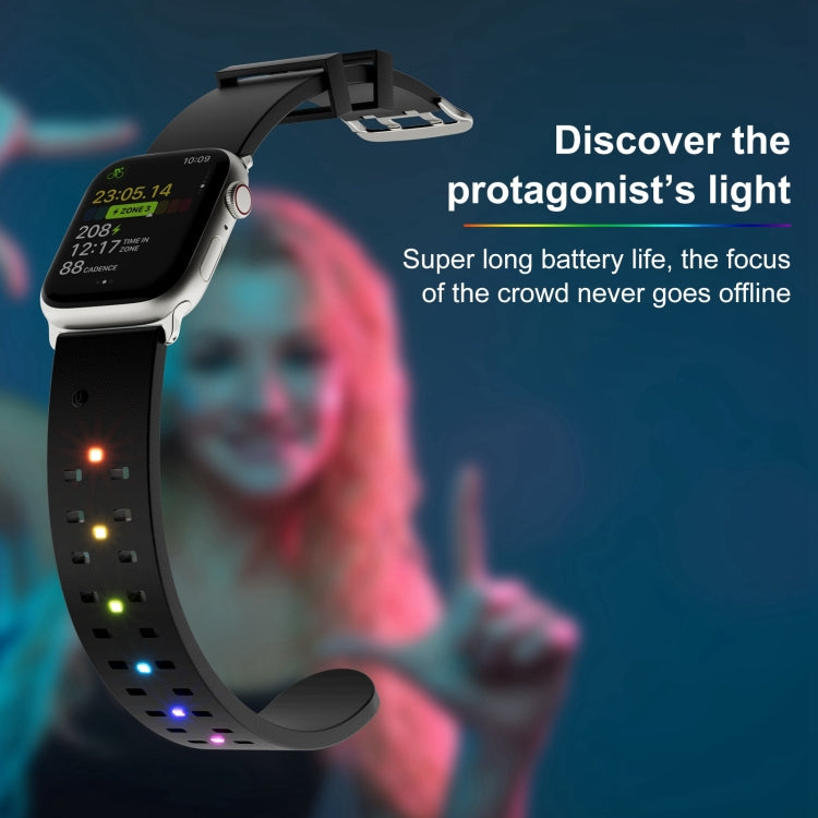 For Apple Watch 38mm Luminous Colorful Light Silicone Watch Band(Light Grey) - Watch Bands by PMC TechLife | Online Shopping South Africa | PMC TechLife | Buy Now Pay Later Mobicred