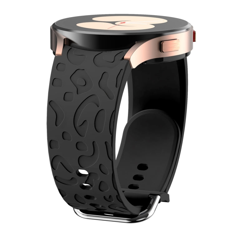 For Samsung Galaxy Watch 6 Leopard Print Embossed Silicone Watch Band(Black) - Watch Bands by PMC TechLife | Online Shopping South Africa | PMC TechLife