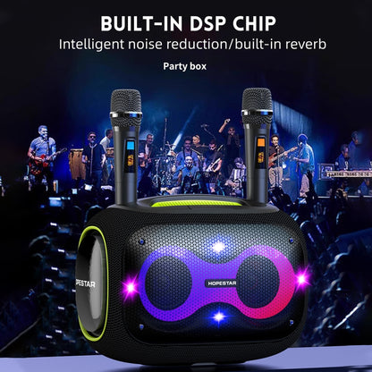 HOPESTAR Party Box 120W Karaoke Bluetooth Speaker with 2 Microphones(Grey) - Desktop Speaker by HOPESTAR | Online Shopping South Africa | PMC Jewellery | Buy Now Pay Later Mobicred