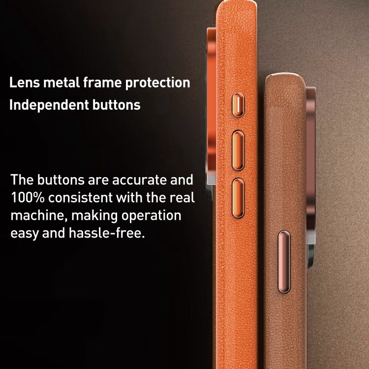 For iPhone 15 Pro Max Metal Lens Frame Leather Full Coverage Shockproof Phone Case(Blue) - iPhone 15 Pro Max Cases by PMC TechLife | Online Shopping South Africa | PMC TechLife