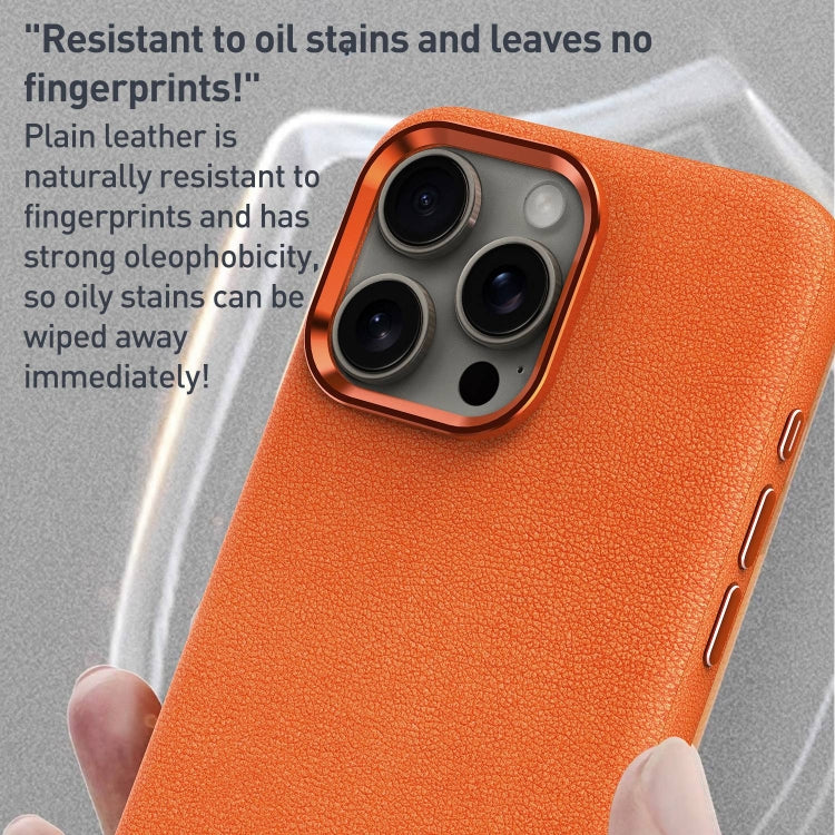 For iPhone 15 Pro Max Metal Lens Frame Leather Full Coverage Shockproof Phone Case(Blue) - iPhone 15 Pro Max Cases by PMC TechLife | Online Shopping South Africa | PMC TechLife