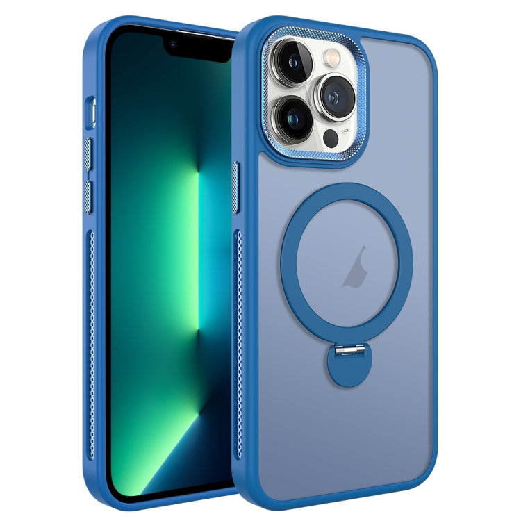 For iPhone 13 Pro MagSafe Magnetic Holder Breathable Phone Case(Blue) - iPhone 13 Pro Cases by PMC Jewellery | Online Shopping South Africa | PMC Jewellery