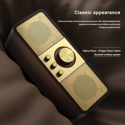 OneDer JY82 Wooden Retro Styling Wireless Speaker HIFI Classic FM Radio Support TF / U-Disk / AUX(Walnut Wood) - Desktop Speaker by OneDer | Online Shopping South Africa | PMC Jewellery | Buy Now Pay Later Mobicred