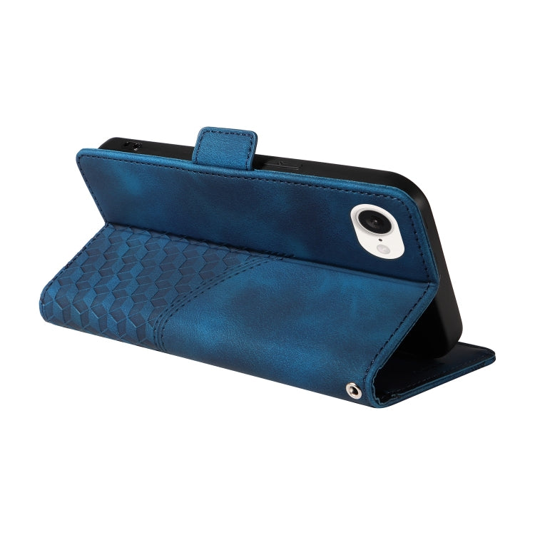 For iPhone SE 2024 Embossed Rhombus Starry Leather Phone Case(Blue) - More iPhone Cases by PMC Jewellery | Online Shopping South Africa | PMC Jewellery | Buy Now Pay Later Mobicred