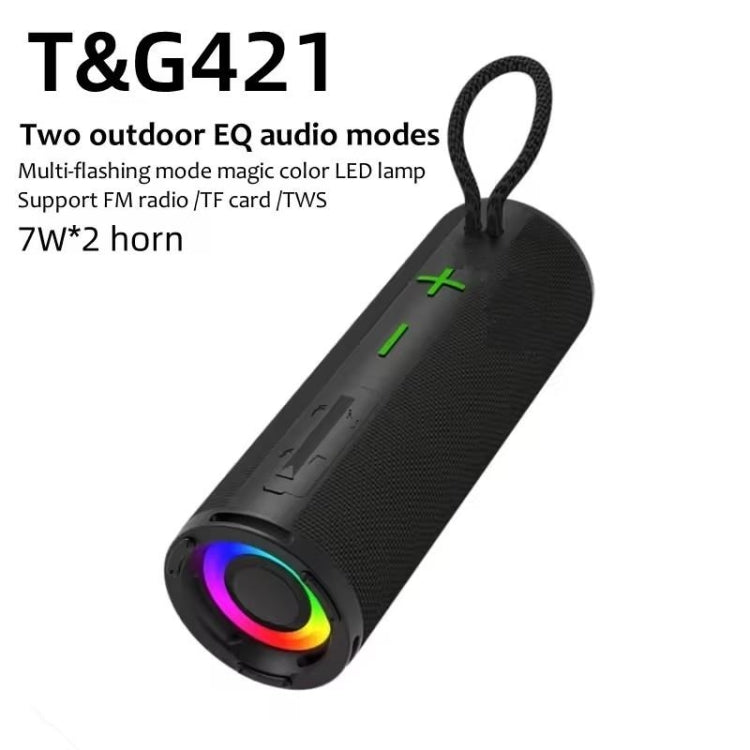 T&G TG-421 RGB BT Outdoor Waterproof Speakers(Black) - Desktop Speaker by T&G | Online Shopping South Africa | PMC Jewellery | Buy Now Pay Later Mobicred