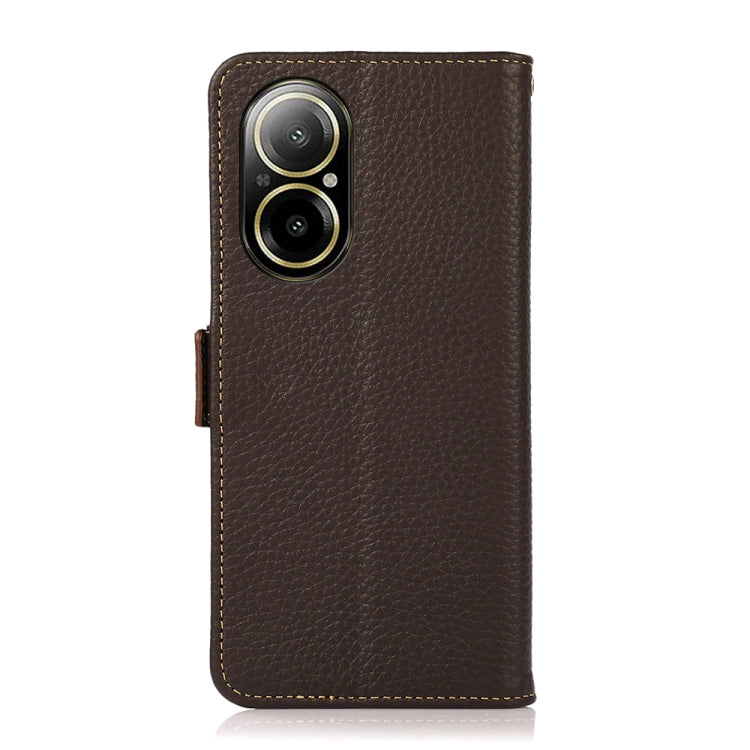 For Realme C67 4G KHAZNEH Side-Magnetic Litchi Genuine Leather RFID Phone Case(Brown) - C67 Cases by PMC Jewellery | Online Shopping South Africa | PMC Jewellery | Buy Now Pay Later Mobicred