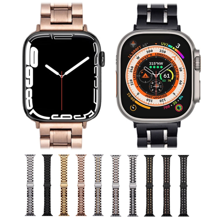 For Apple Watch 38mm Five-Beads Stainless Steel Watch Band(Silver Black) - free shipping - PMC TechLife - Order now!