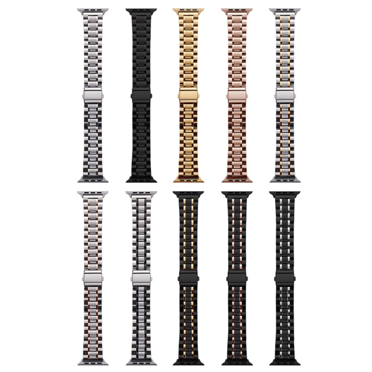 For Apple Watch 42mm Five-Beads Stainless Steel Watch Band(Black Silver) - free shipping - PMC TechLife - Order now!