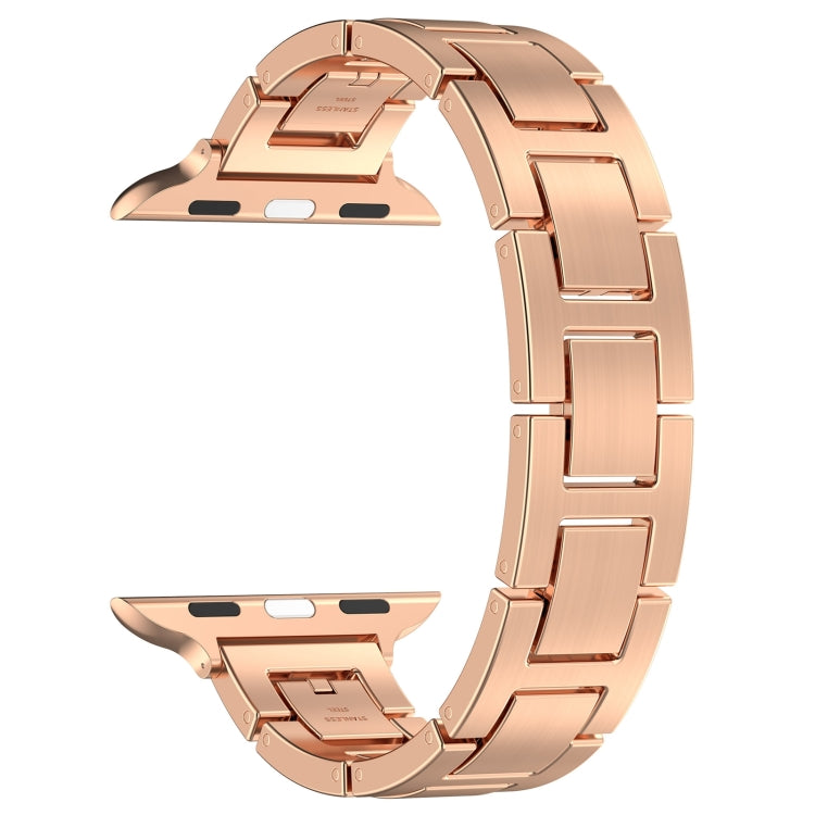 For Apple Watch Series 9 45mm H Slim Stainless Steel Watch Band(Rose Gold) - Watch Bands by PMC Jewellery | Online Shopping South Africa | PMC Jewellery