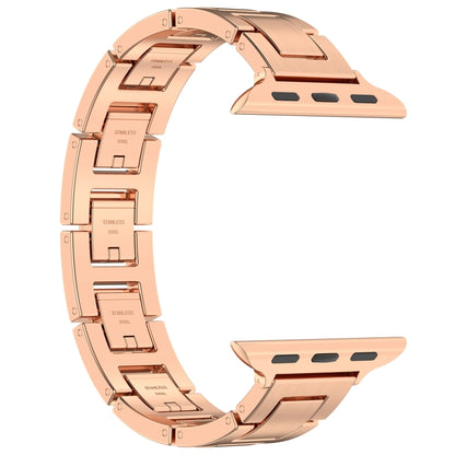 For Apple Watch SE 44mm H Slim Stainless Steel Watch Band(Rose Gold) - Watch Bands by PMC Jewellery | Online Shopping South Africa | PMC Jewellery