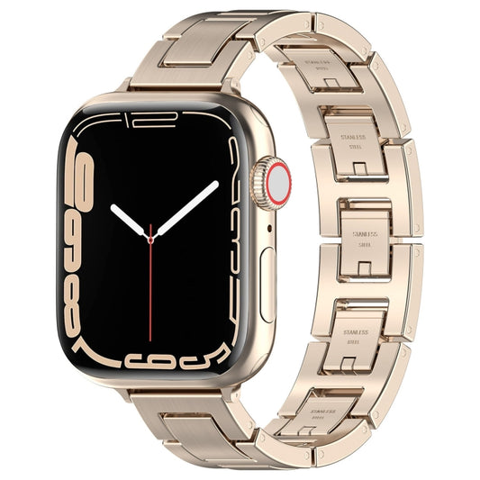 For Apple Watch Series 6 40mm H Slim Stainless Steel Watch Band(Starlight) - Watch Bands by PMC Jewellery | Online Shopping South Africa | PMC Jewellery