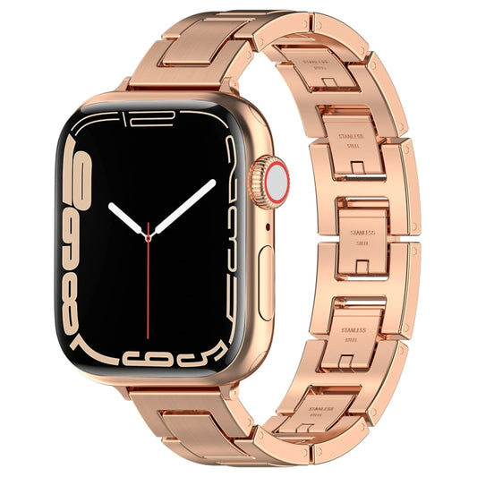 For Apple Watch Series 2 38mm H Slim Stainless Steel Watch Band(Rose Gold) - Watch Bands by PMC Jewellery | Online Shopping South Africa | PMC Jewellery