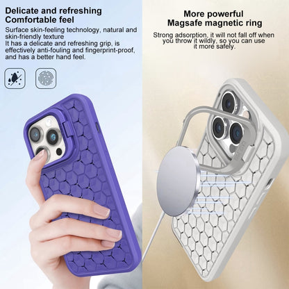 For iPhone 14 Pro Honeycomb Radiating Lens Holder Magsafe Phone Case(Grey) - iPhone 14 Pro Cases by PMC Jewellery | Online Shopping South Africa | PMC Jewellery