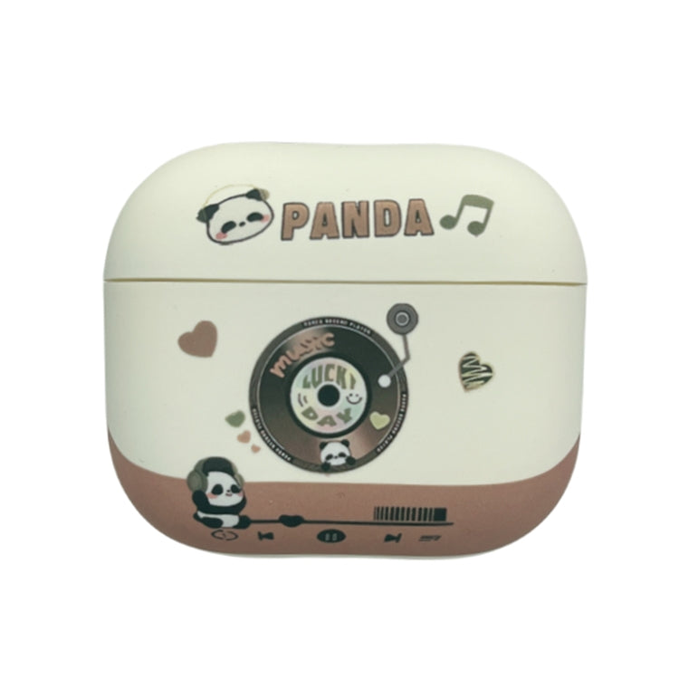 For AirPods Pro Panda Records Pattern Earbuds Box Frosted TPU Case(White) - For AirPods Pro by PMC Jewellery | Online Shopping South Africa | PMC Jewellery | Buy Now Pay Later Mobicred
