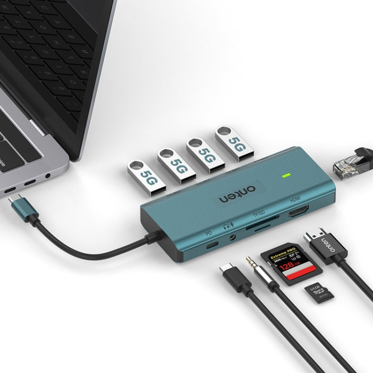 Onten UC962 10 in 1 USB-C / Type-C Multi-function HUB Docking Station(Green) - USB HUB by Onten | Online Shopping South Africa | PMC Jewellery | Buy Now Pay Later Mobicred