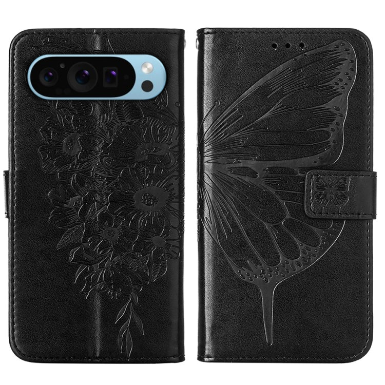 For Google Pixel 9 Embossed Butterfly Leather Phone Case(Black) - Google Cases by PMC Jewellery | Online Shopping South Africa | PMC Jewellery | Buy Now Pay Later Mobicred