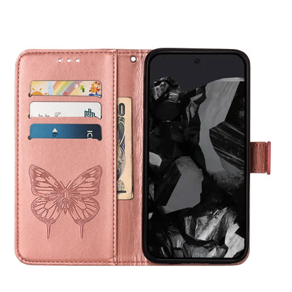 For Google Pixel 9 Pro Embossed Butterfly Leather Phone Case(Rose Gold) - Google Cases by PMC Jewellery | Online Shopping South Africa | PMC Jewellery | Buy Now Pay Later Mobicred