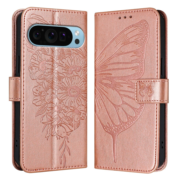 For Google Pixel 9 Pro XL Embossed Butterfly Leather Phone Case(Rose Gold) - Google Cases by PMC Jewellery | Online Shopping South Africa | PMC Jewellery | Buy Now Pay Later Mobicred