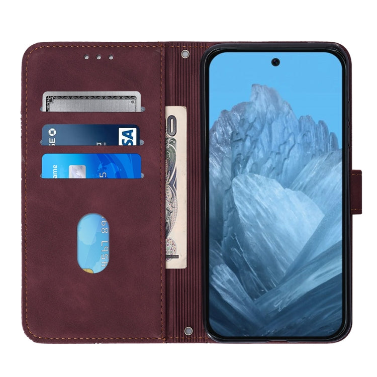 For Google Pixel 9 Crossbody 3D Embossed Flip Leather Phone Case(Wine Red) - Google Cases by PMC Jewellery | Online Shopping South Africa | PMC Jewellery | Buy Now Pay Later Mobicred