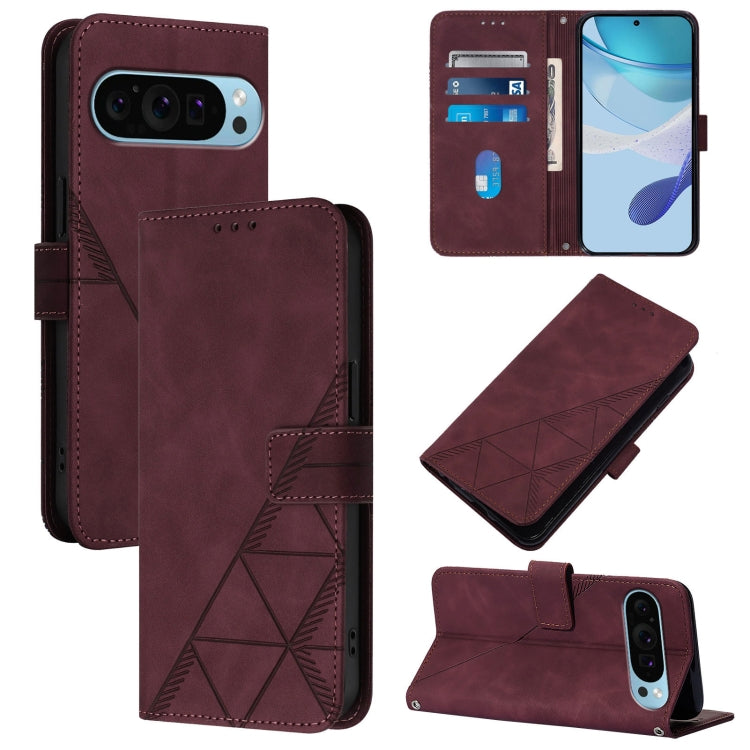 For Google Pixel 9 Pro XL Crossbody 3D Embossed Flip Leather Phone Case(Wine Red) - Google Cases by PMC Jewellery | Online Shopping South Africa | PMC Jewellery | Buy Now Pay Later Mobicred