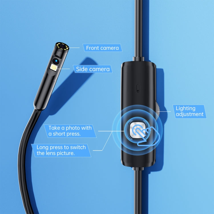 AN112 8mm Double Lenses HD Industry Endoscope Type-C + Micro USB + 8 Pin Connection, Length:5m Soft Tube -  by PMC TechLife | Online Shopping South Africa | PMC TechLife | Buy Now Pay Later Mobicred