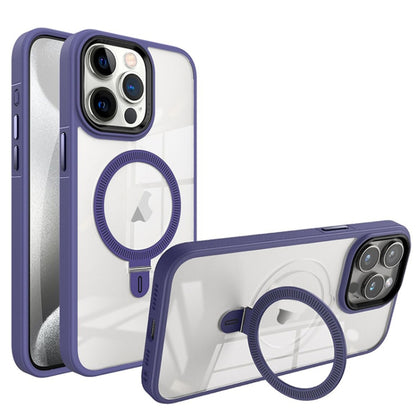 For iPhone 15 Pro Shield Armor MagSafe Holder Phone Case(Deep Purple) - iPhone 15 Pro Cases by PMC Jewellery | Online Shopping South Africa | PMC Jewellery